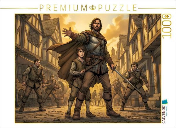 CALVENDO Puzzle Miles Hendon stellt sich schützend vor Edward | 1000 Teile Lege-Größe 64 × 48 cm Foto-Puzzle für glückliche Stunden