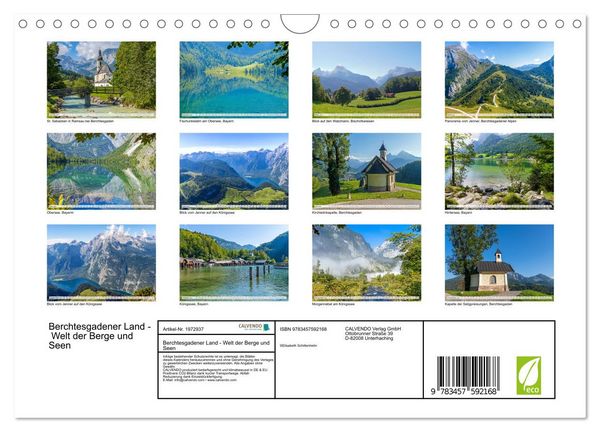 Produktbild: Berchtesgadener Land - Welt der Berge und Seen (Wandkalender 2026 DIN A4 quer), CALVENDO Monatskalender
