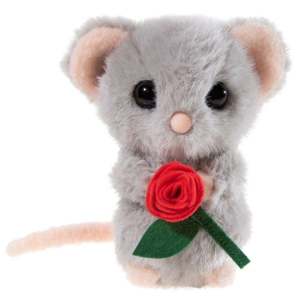 Heunec 329072 - Maus mit Rose, Plüschtier, 15 cm