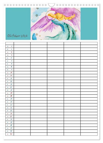 Produktbild: Engelhafter Familienplaner (Wandkalender 2026 DIN A3 hoch), CALVENDO Monatskalender