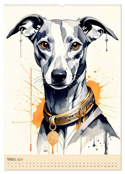Produktbild: Der Whippet. Malerische Portr&auml;ts (hochwertiger Premium Wandkalender 2027 DIN A2 hoch), Kunstdruck in Hochglanz