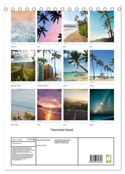 Produktbild: Trauminsel Hawaii (Tischkalender 2026 DIN A5 hoch), CALVENDO Monatskalender