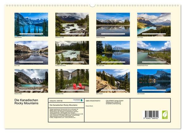 Produktbild: Die Kanadischen Rocky Mountains (hochwertiger Premium Wandkalender 2026 DIN A2 quer), Kunstdruck in Hochglanz