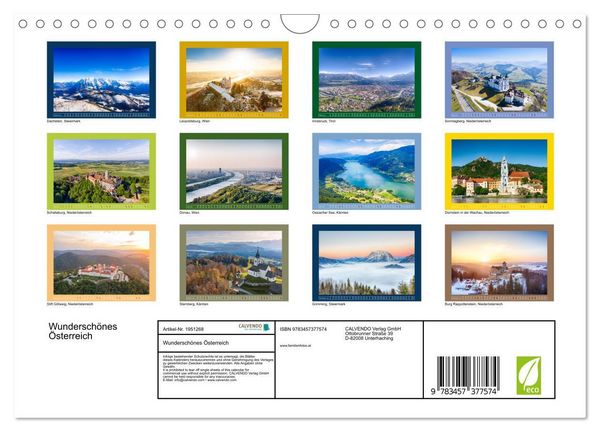Produktbild: Wundersch&ouml;nes &Ouml;sterreich (Wandkalender 2026 DIN A4 quer), CALVENDO Monatskalender