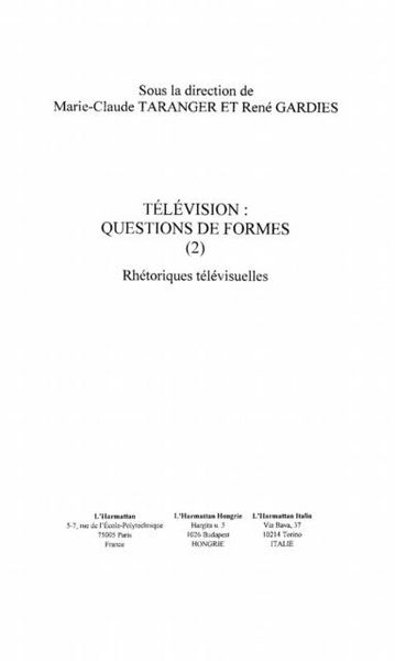 Produktbild: Television questions de formes rhetoriq