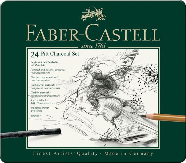 Produktbild: Faber-Castell Pitt Charcoal Set, Rei&szlig;- und Zeichenkohle mit Zubeh&ouml;r, 24er Set