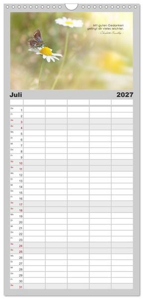 Produktbild: Familienplaner 2027 - Mit guten Gedanken durch das Jahr mit 5 Spalten (Wandkalender, 21 x 45 cm) CALVENDO