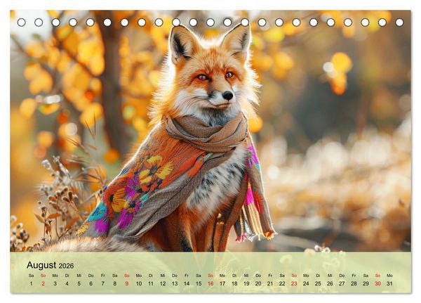 Produktbild: Fuchsige Eskapaden. Reineke mit noblen Accessoires (Tischkalender 2026 DIN A5 quer), CALVENDO Monatskalender