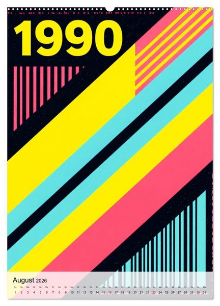 Produktbild: Pop Neon Patterns - The Memphis 90s Collection (Wandkalender 2026 DIN A2 hoch), CALVENDO Monatskalender