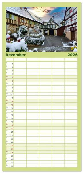 Produktbild: Familienplaner 2026 - Willkommen im L&auml;ndle mit 5 Spalten (Wandkalender, 21 x 45 cm) CALVENDO
