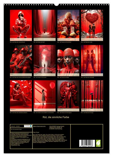 Produktbild: Rot, die sinnliche Farbe (hochwertiger Premium Wandkalender 2026 DIN A2 hoch), Kunstdruck in Hochglanz