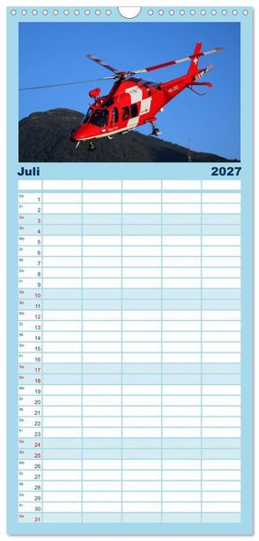 Produktbild: Familienplaner 2027 - Helikopter in der Luft mit 5 Spalten (Wandkalender, 21 x 45 cm) CALVENDO