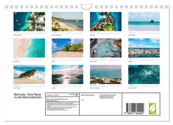 Produktbild: Bermuda - Eine Reise zu den Bermudainseln. (Wandkalender 2026 DIN A4 quer), CALVENDO Monatskalender