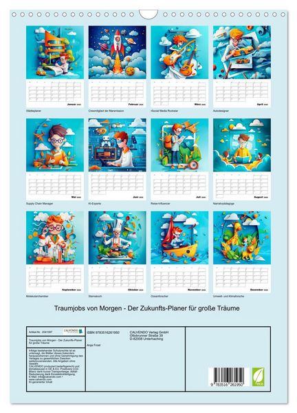 Produktbild: Traumjobs von Morgen - Der Zukunfts-Planer f&uuml;r gro&szlig;e Tr&auml;ume (Wandkalender 2026 DIN A3 hoch), CALVENDO Monatskalender
