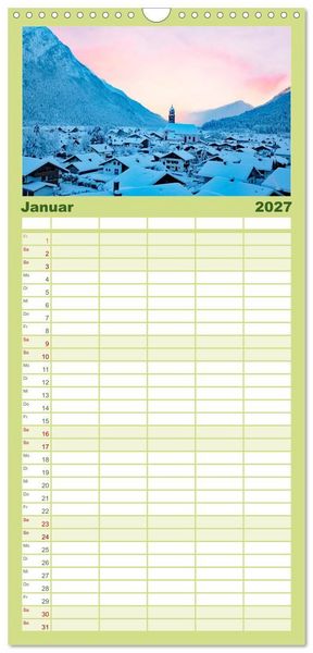 Produktbild: Familienplaner 2027 - MITTENWALD Eine Perle im Oberen Isartal mit 5 Spalten (Wandkalender, 21 x 45 cm) CALVENDO