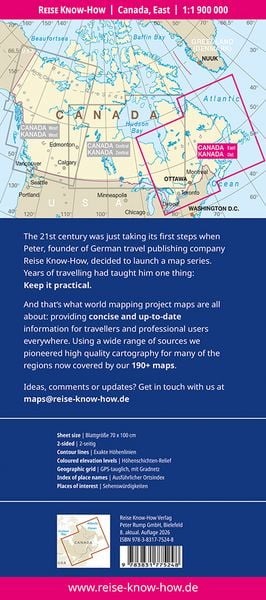 Produktbild: Reise Know-How Landkarte Kanada, Ost | Canada, East (1:1.900.000)