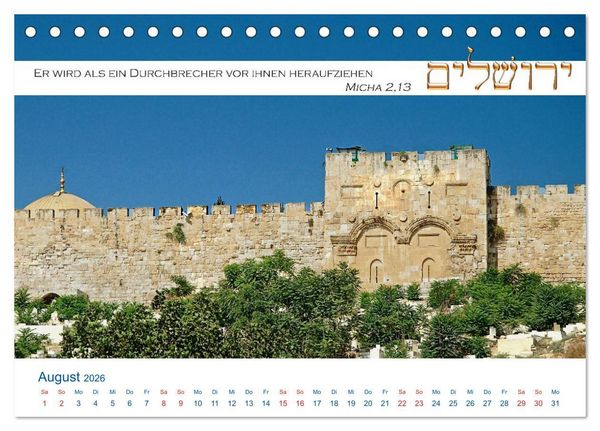 Produktbild: Jerusalem. Kalender mit Bibelworten (Tischkalender 2026 DIN A5 quer), CALVENDO Monatskalender