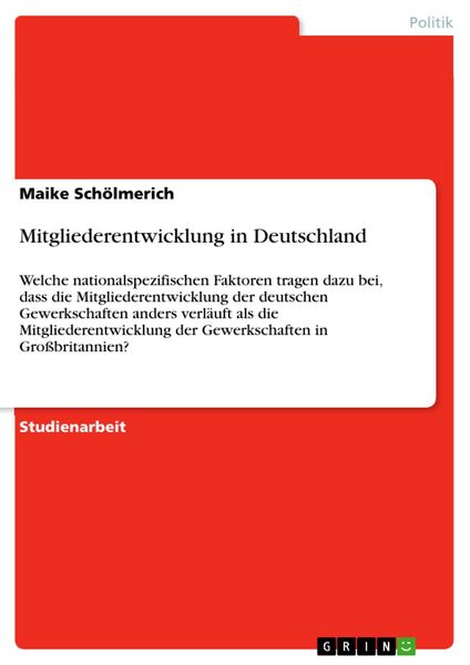 Produktbild: Mitgliederentwicklung in Deutschland