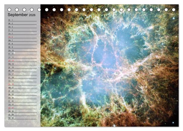 Produktbild: Der Weltraum. Spektakul&auml;re Gasnebel und Galaxien (Tischkalender 2026 DIN A5 quer), CALVENDO Monatskalender