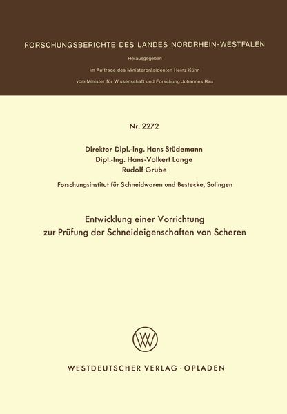 Produktbild: Entwicklung einer Vorrichtung zur Prüfung der Schneideigenschaften von Scheren