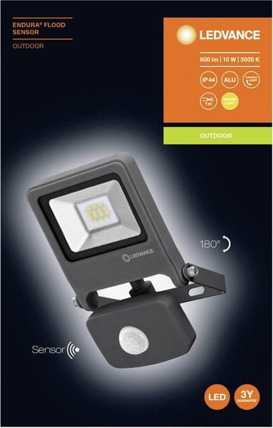 LEDVANCE ENDURA® FLOOD Sensor Warm White L 4058075292154 LED-Außenstrahler mit Bewegungsmelder 10 W Warmweiß