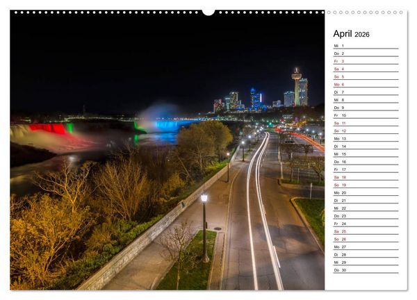 Produktbild: NIAGARAF&Auml;LLE Idyllische Impressionen bei Tag und Nacht (Wandkalender 2026 DIN A2 quer), CALVENDO Monatskalender
