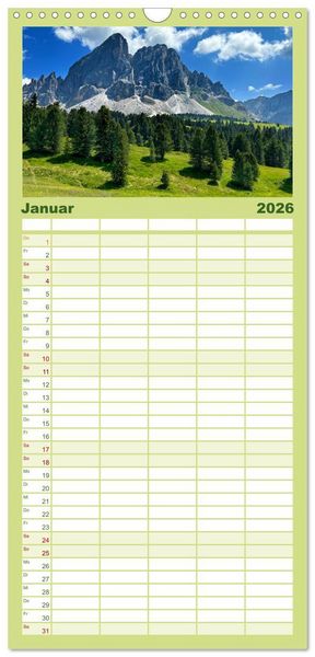 Produktbild: Familienplaner 2026 - Erlebe mit mir die Sch&ouml;nheit der Alpen mit 5 Spalten (Wandkalender, 21 x 45 cm) CALVENDO
