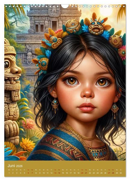 Produktbild: Regenwaldkinder - Ein vom Leben der Mayas inspierter Kinderkalender (Wandkalender 2026 DIN A3 hoch), CALVENDO Monatskalender