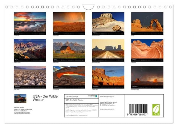 Produktbild: USA - Der Wilde Westen (Wandkalender 2026 DIN A4 quer), CALVENDO Monatskalender