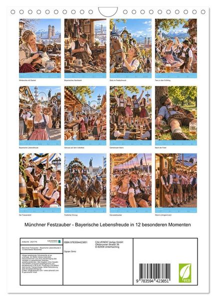 Produktbild: M&uuml;nchner Festzauber - Bayerische Lebensfreude in 12 besonderen Momenten (Wandkalender 2027 DIN A4 hoch), CALVENDO Monatskalender