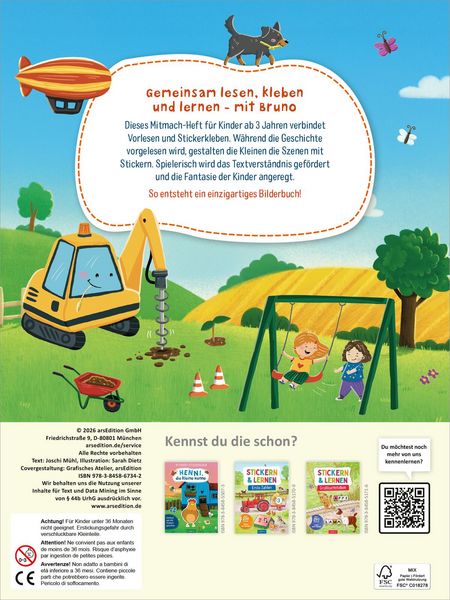 Produktbild: Mitmach-Stickerbuch &ndash; Bruno, der kleine Bagger
