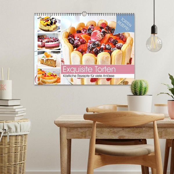 Produktbild: Exquisite Torten. K&ouml;stliche Rezepte f&uuml;r viele Anl&auml;sse (Wandkalender 2026 DIN A3 quer), CALVENDO Monatskalender