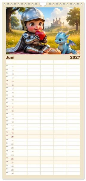 Produktbild: Familienplaner 2027 - Kleiner Ritter - Jahresreise mit 5 Spalten (Wandkalender, 21 x 45 cm) CALVENDO
