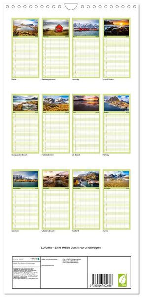 Produktbild: Familienplaner 2026 - Lofoten - Eine Reise durch Nordnorwegen mit 5 Spalten (Wandkalender, 21 x 45 cm) CALVENDO