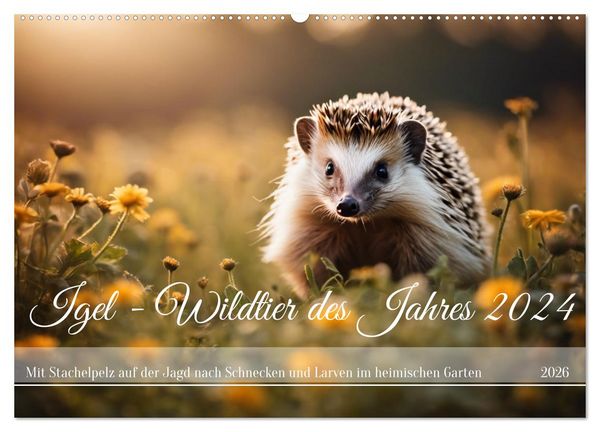 Igel - Wildtier des Jahres 2024 (Wandkalender 2026 DIN A2 quer), CALVENDO Monatskalender