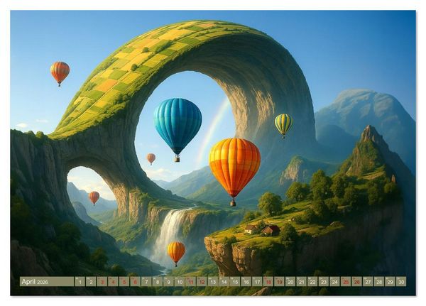 Produktbild: Ballonfahrt durch surreale Welten (Tischkalender 2026 DIN A5 quer), CALVENDO Monatskalender