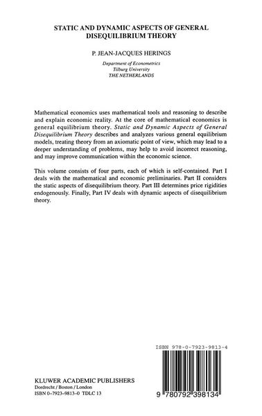 Produktbild: Static and Dynamic Aspects of General Disequilibrium Theory