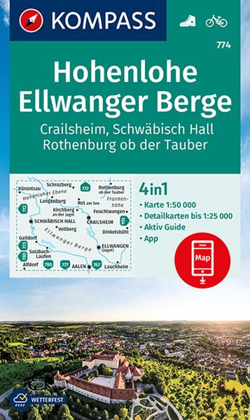 Produktbild: KOMPASS Wanderkarte 774 Hohenlohe, Ellwanger Berge, Crailsheim, Schw&auml;bisch Hall, Rothenburg ob der Tauber 1:50.000