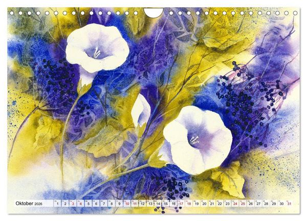 Produktbild: Blumenaquarelle aus der N&auml;he (Wandkalender 2026 DIN A4 quer), CALVENDO Monatskalender