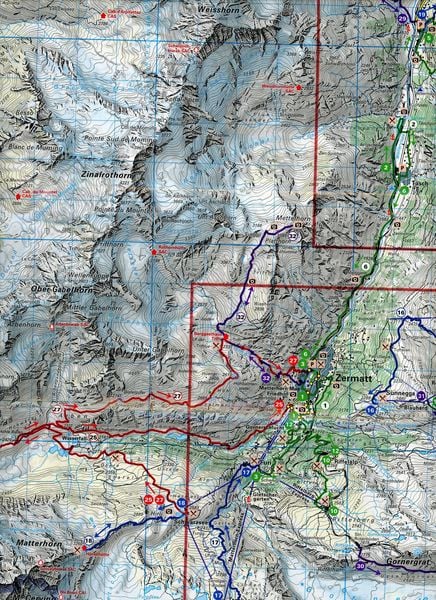 Kümmerly+Frey Wandertourenkarte 13 Zermatt 1:50.000