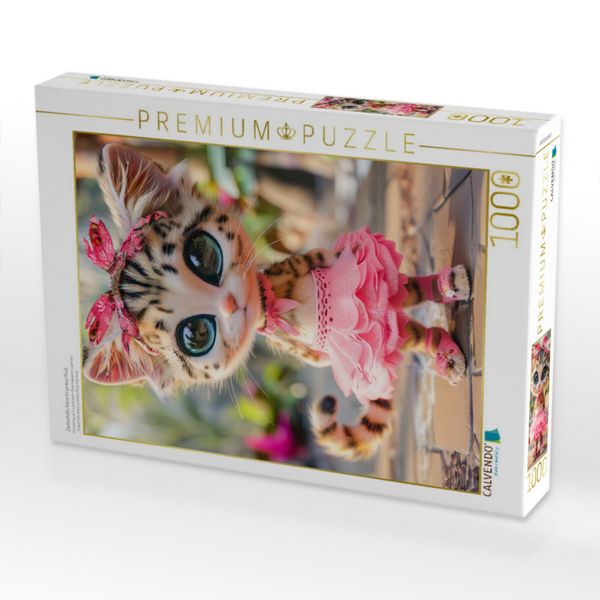 Produktbild: CALVENDO Puzzle Zauberhafte Katze im pinken Rock | 1000 Teile Lege-Gr&ouml;&szlig;e 64x48cm Foto-Puzzle f&uuml;r gl&uuml;ckliche Stunden