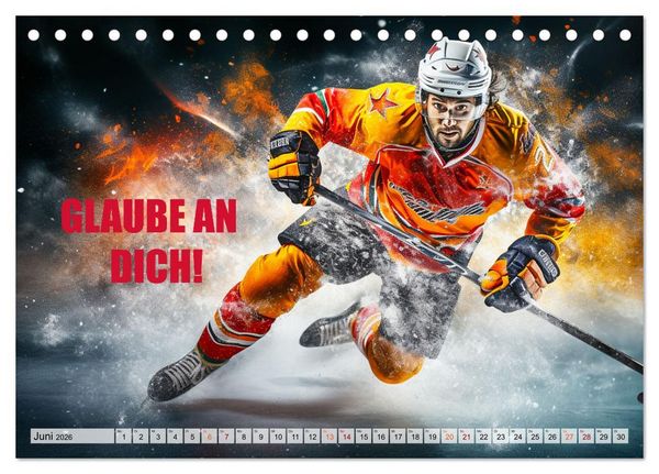 Produktbild: Eishockey und positive Gedanken (Tischkalender 2026 DIN A5 quer), CALVENDO Monatskalender