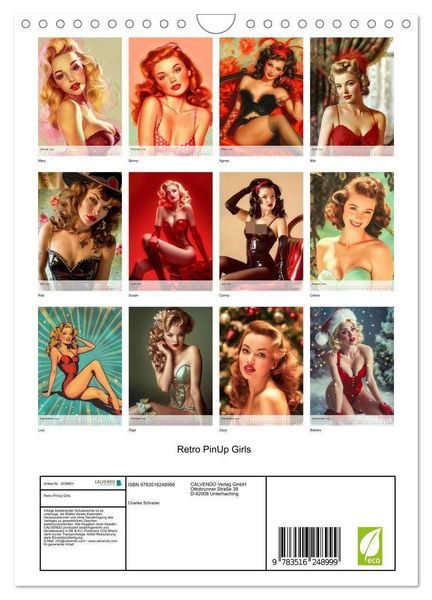 Produktbild: Retro PinUp Girls (Wandkalender 2026 DIN A4 hoch), CALVENDO Monatskalender