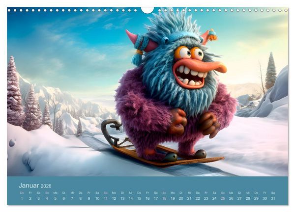 Produktbild: Monsterm&auml;&szlig;ig durchs Jahr (Wandkalender 2026 DIN A3 quer), CALVENDO Monatskalender