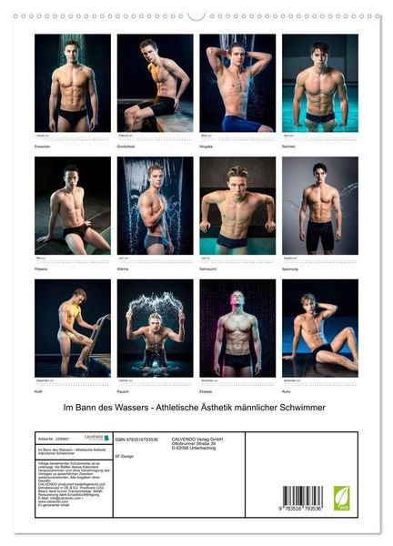 Produktbild: Im Bann des Wassers - Athletische &Auml;sthetik m&auml;nnlicher Schwimmer (hochwertiger Premium Wandkalender 2027 DIN A2 hoch), Kunstdruck in Hochglanz