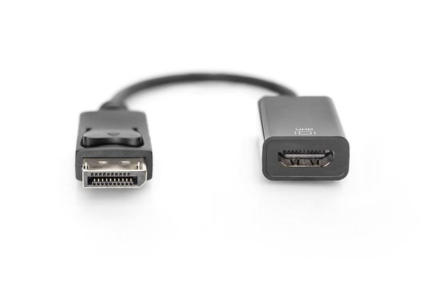 Produktbild: Digitus DisplayPort / HDMI Anschlusskabel DisplayPort Stecker, HDMI-A Buchse 0.20m Schwarz DB-340415-002-S doppelt geschirmt