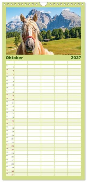 Produktbild: Familienplaner 2027 - Naturwunder Berge mit 5 Spalten (Wandkalender, 21 x 45 cm) CALVENDO