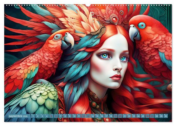 Produktbild: La muse aux oiseaux (Calendrier mural 2026 DIN A2 vertical) calendrier de bureau