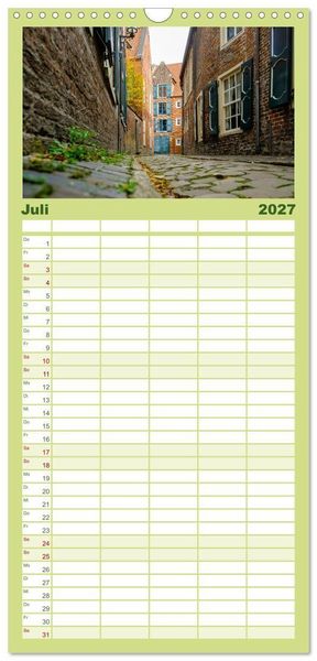 Produktbild: Familienplaner 2027 - Ein Blick auf Leer (Ostfriesland) mit 5 Spalten (Wandkalender, 21 x 45 cm) CALVENDO
