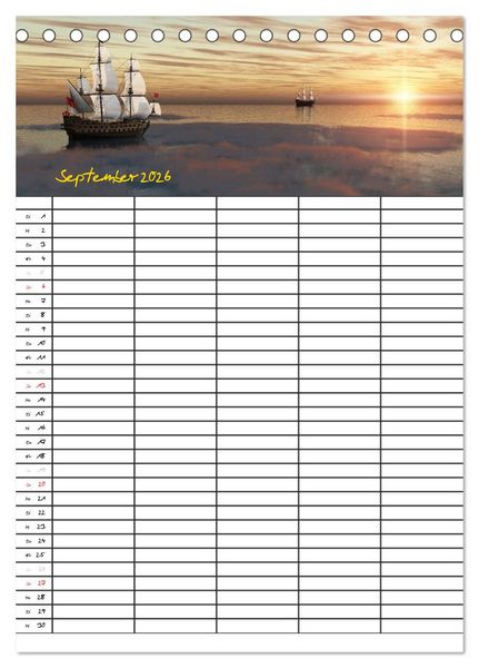 Produktbild: Familienplaner mit sch&ouml;nen Landschaftsbildern (Tischkalender 2026 DIN A5 hoch), CALVENDO Monatskalender